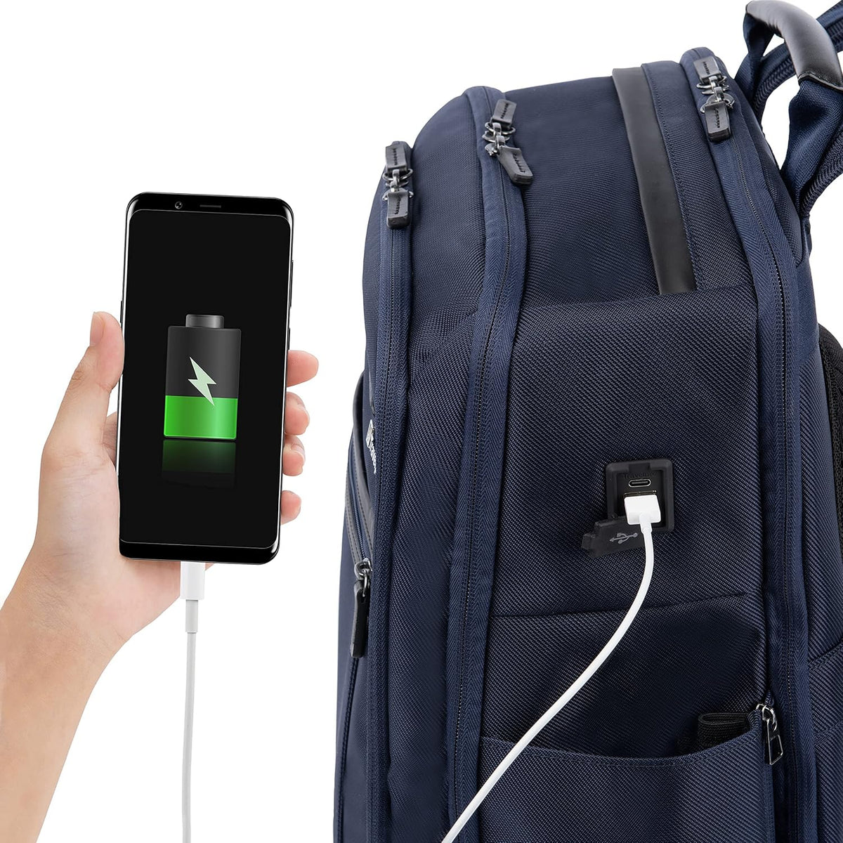 Crew Executive Choice 3 Large Backpack Fits Up to 15.6 Laptops and Tablets, USB a and C Ports, Men and Women, Patriot Blue
