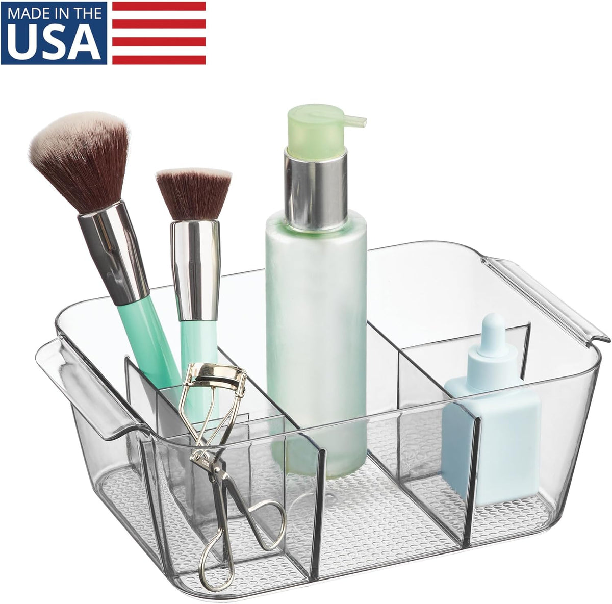 Makeup Organizer for Countertop, Set of 2, Clear | Storage for Cosmetics and Toiletries, Made in USA