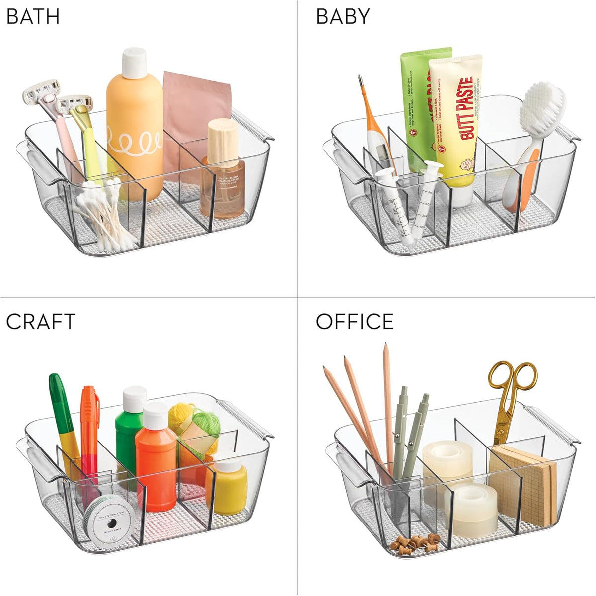 Makeup Organizer for Countertop, Set of 2, Clear | Storage for Cosmetics and Toiletries, Made in USA