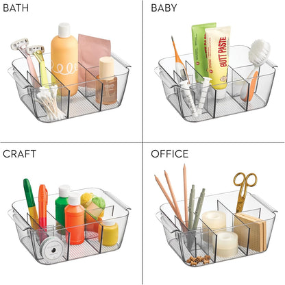 Makeup Organizer for Countertop, Set of 2, Clear | Storage for Cosmetics and Toiletries, Made in USA