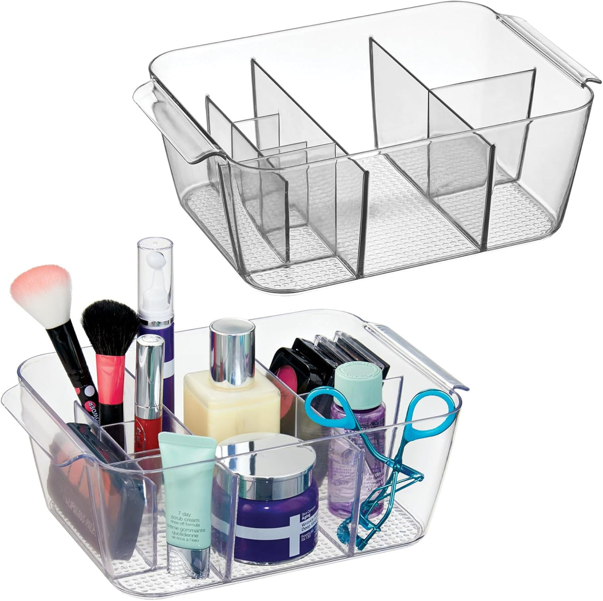 Makeup Organizer for Countertop, Set of 2, Clear | Storage for Cosmetics and Toiletries, Made in USA