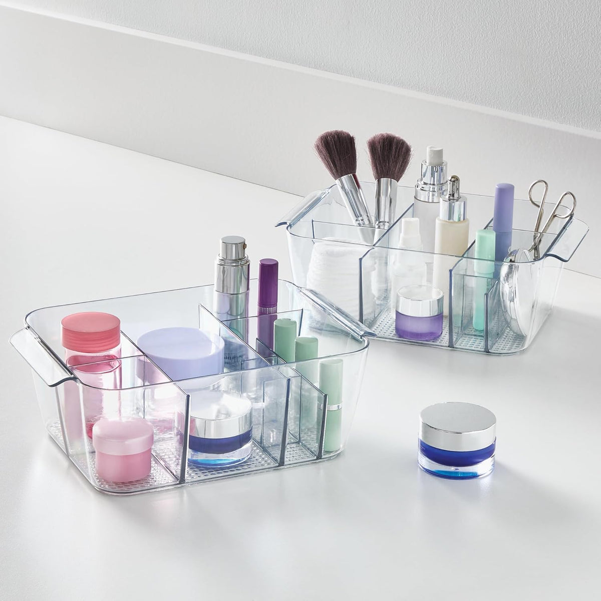 Makeup Organizer for Countertop, Set of 2, Clear | Storage for Cosmetics and Toiletries, Made in USA