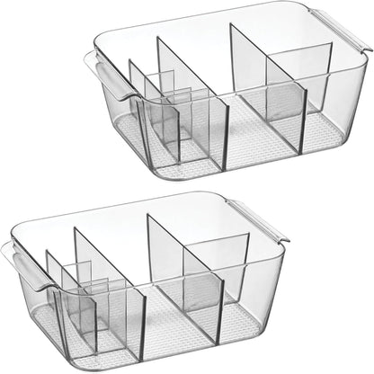Makeup Organizer for Countertop, Set of 2, Clear | Storage for Cosmetics and Toiletries, Made in USA