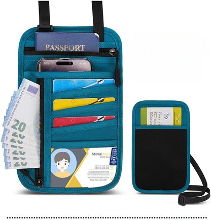 RFID Blocking Travel Neck Wallet - Hidden Security Travel Pouch for Passport & Cash (Black)