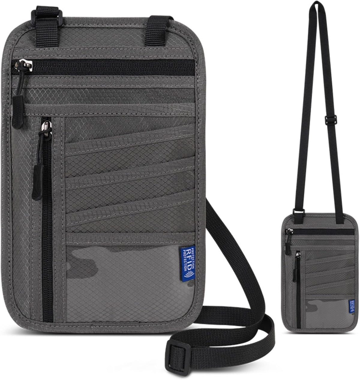 RFID Blocking Travel Neck Wallet - Hidden Security Travel Pouch for Passport & Cash (Black)