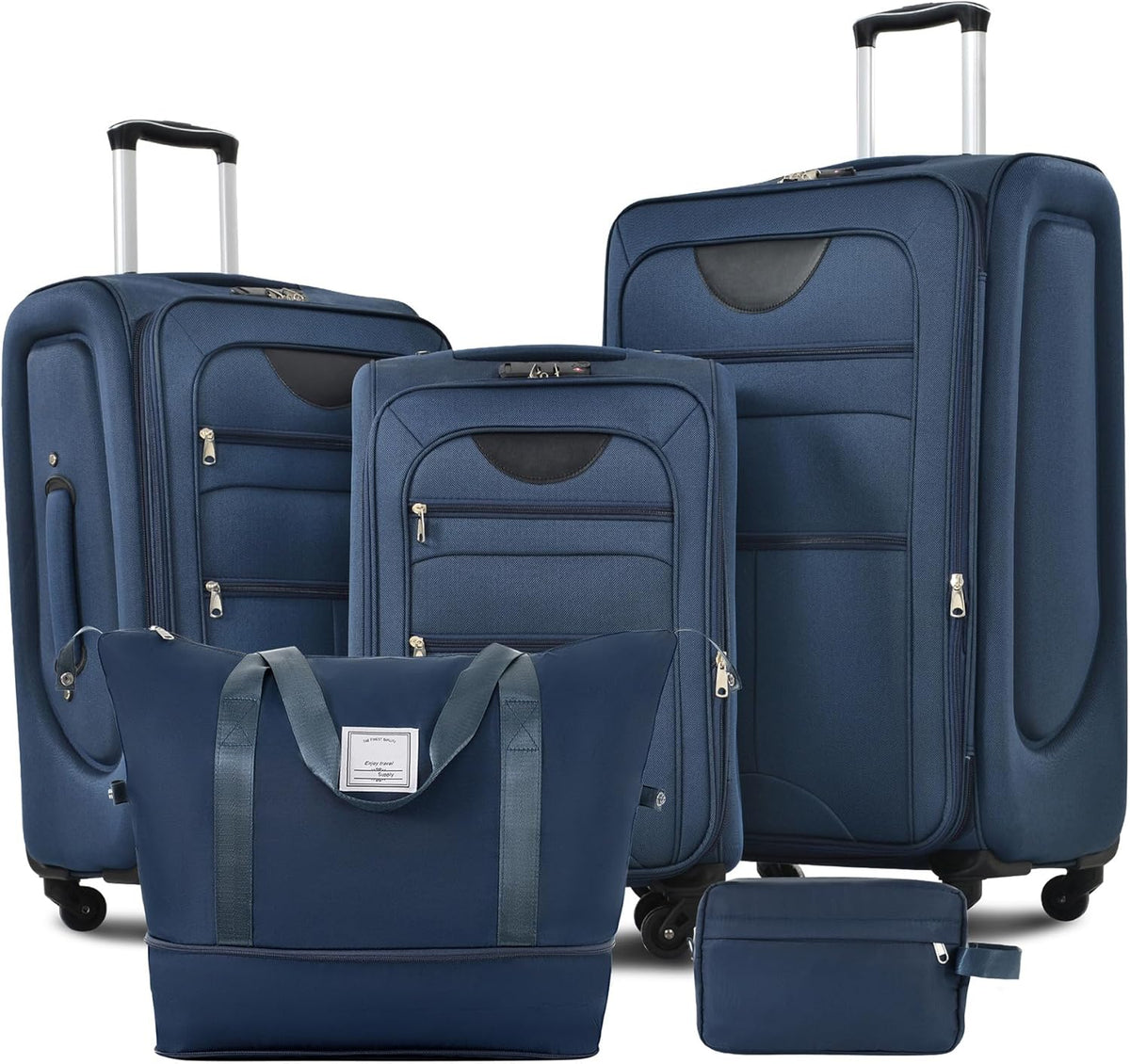 Lightweight Expandable Softside Luggage Sets 3 Piece, Large Capacity Travel Suitcase with Spinner Wheel, TSA Lock, Easy Access Design and Adjustable Telescoping Handle (Blue)