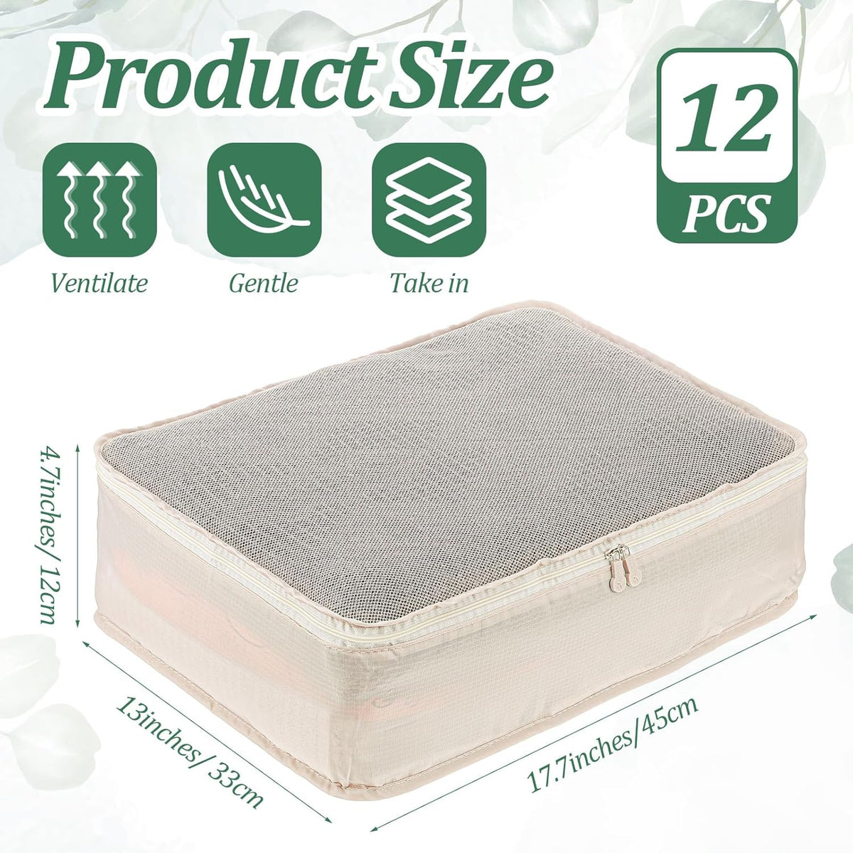 12 Pcs Packing Cubes for Suitcase Travel Luggage Organizers Bulk Large Mesh Clothing Underwear Bags Foldable Laundry Bags for Hiking Camping Backpacking Clothes Accessories (Beige)