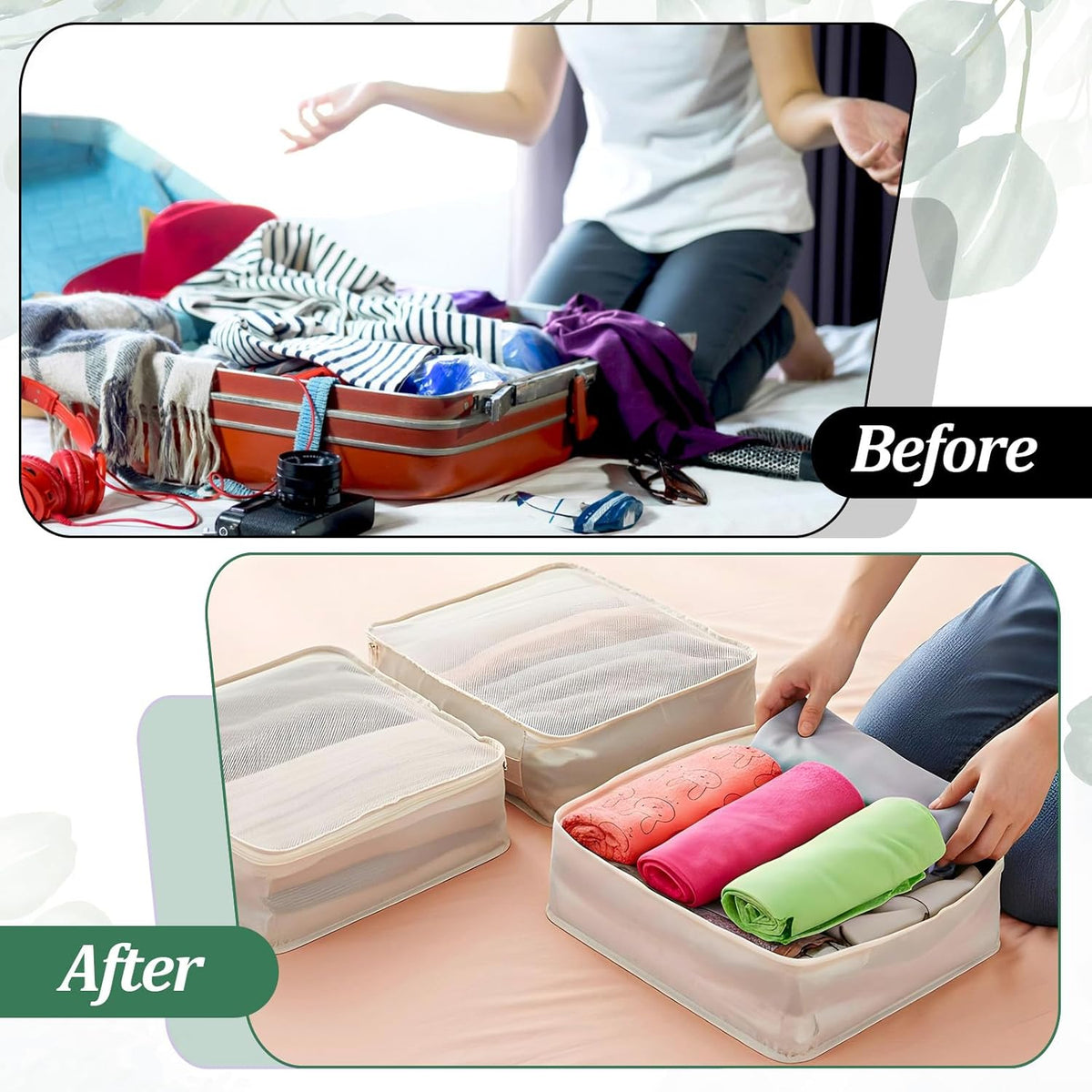 12 Pcs Packing Cubes for Suitcase Travel Luggage Organizers Bulk Large Mesh Clothing Underwear Bags Foldable Laundry Bags for Hiking Camping Backpacking Clothes Accessories (Beige)