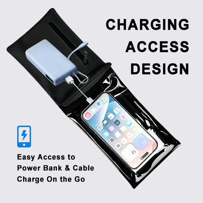 Cell Phone Sleeve Pouch Case Bag with Adjustable Crossbody Strap and Wrist Strap, Touchscreen-Friendly Clear Cell Phone Purse Bag with Carabiner for Men Women (Clear Black- A)