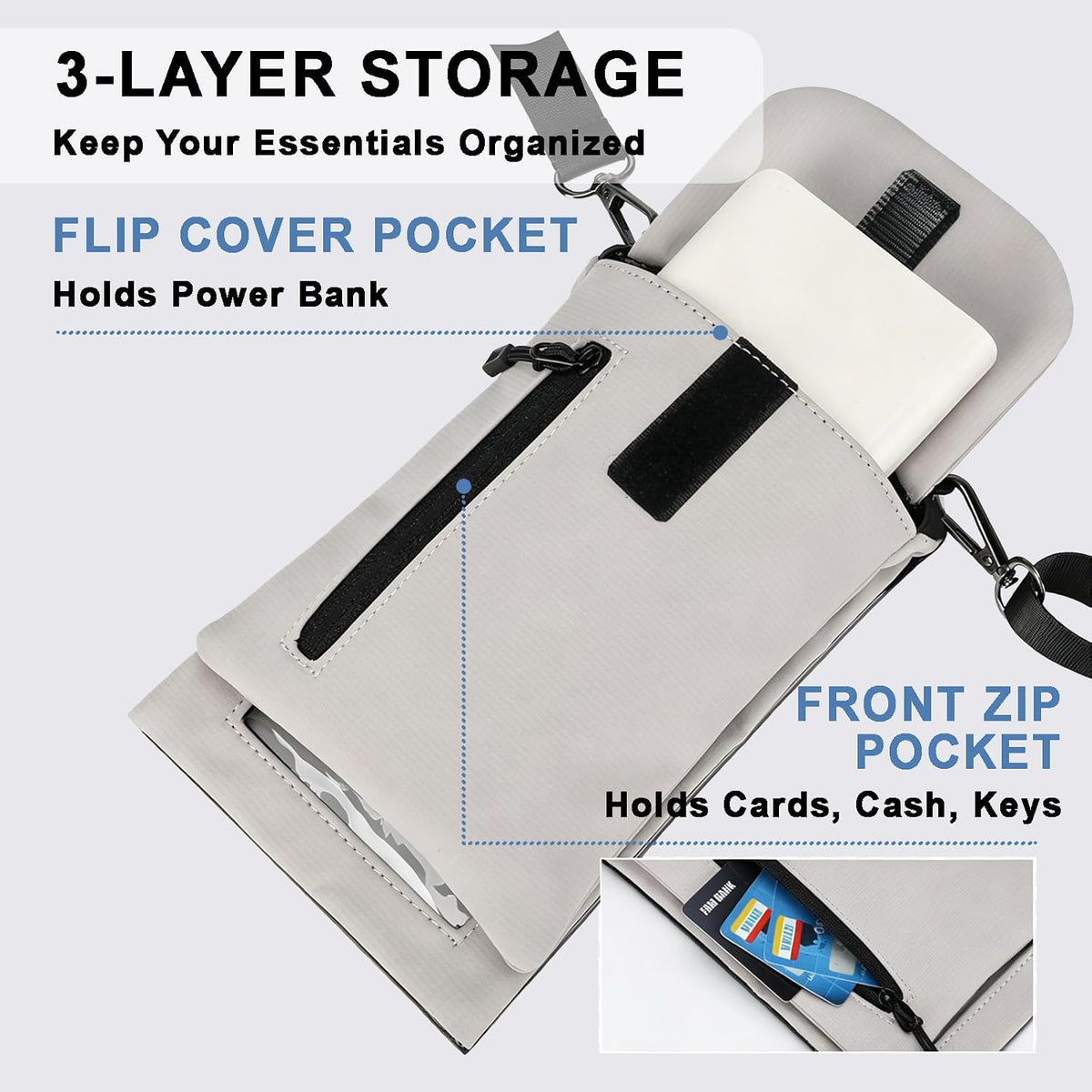Cell Phone Sleeve Pouch Case Bag with Adjustable Crossbody Strap and Wrist Strap, Touchscreen-Friendly Clear Cell Phone Purse Bag with Carabiner for Men Women (Clear Black- A)