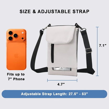 Cell Phone Sleeve Pouch Case Bag with Adjustable Crossbody Strap and Wrist Strap, Touchscreen-Friendly Clear Cell Phone Purse Bag with Carabiner for Men Women (Clear Black- A)