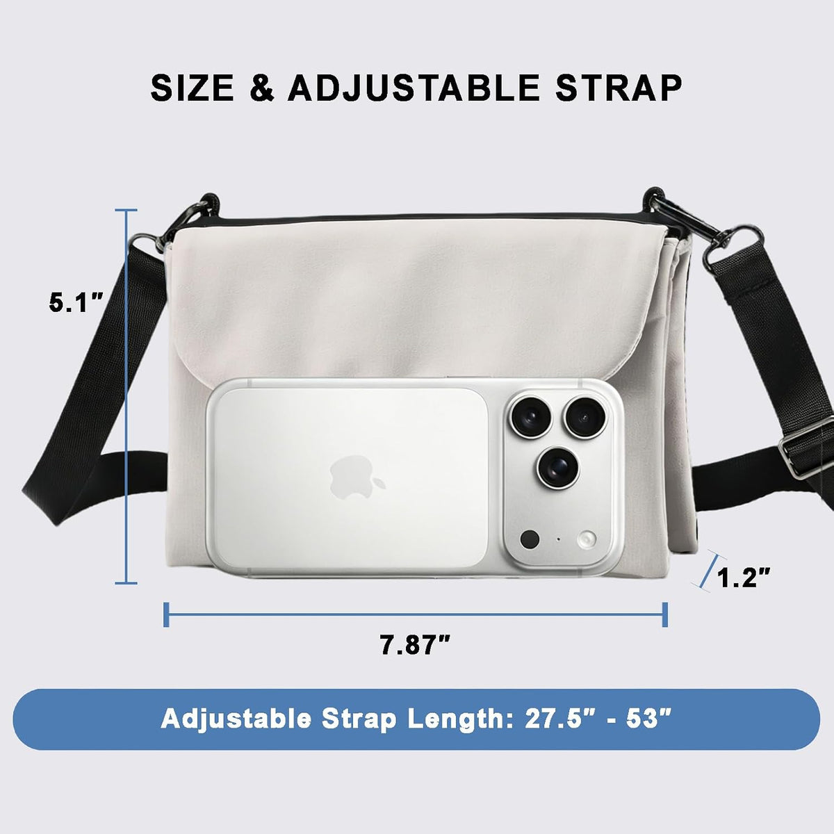Cell Phone Sleeve Pouch Case Bag with Adjustable Crossbody Strap and Wrist Strap, Touchscreen-Friendly Clear Cell Phone Purse Bag with Carabiner for Men Women (Clear Black- A)