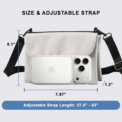 Cell Phone Sleeve Pouch Case Bag with Adjustable Crossbody Strap and Wrist Strap, Touchscreen-Friendly Clear Cell Phone Purse Bag with Carabiner for Men Women (Clear Black- A)