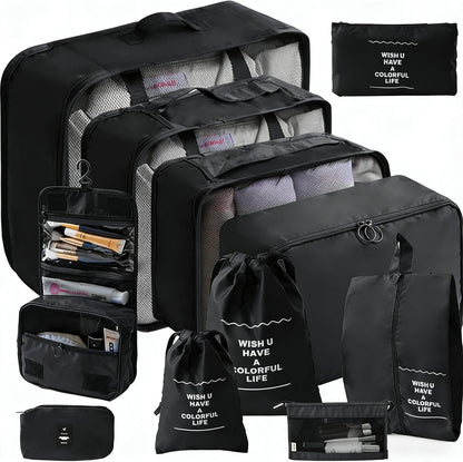 Packing Cubes for Travel Essentials, Suitcase Organizer Bags for Airplane Road Trip Camp - Black