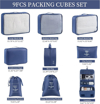 Packing Cubes for Travel Essentials, Suitcase Organizer Bags for Airplane Road Trip Camp - Black