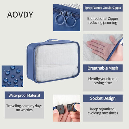 Packing Cubes for Travel Essentials, Suitcase Organizer Bags for Airplane Road Trip Camp - Black