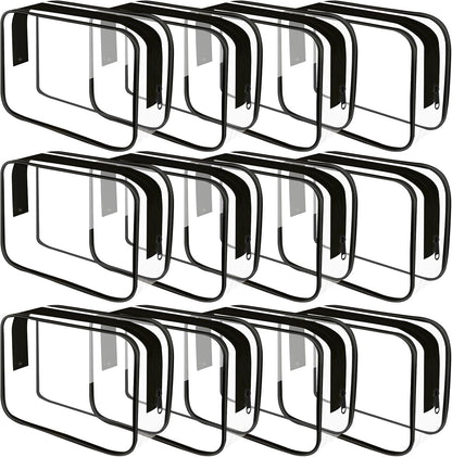Clear Toiletry Bag, 12 Pack TSA Approved Toiletry Bag Carry on Travel Accessories Bag, Quart Size Bag for 3-1-1 Liquids Airport Airline Compliant Clear Makeup Bag with Metal Zipper (Bright Bags)