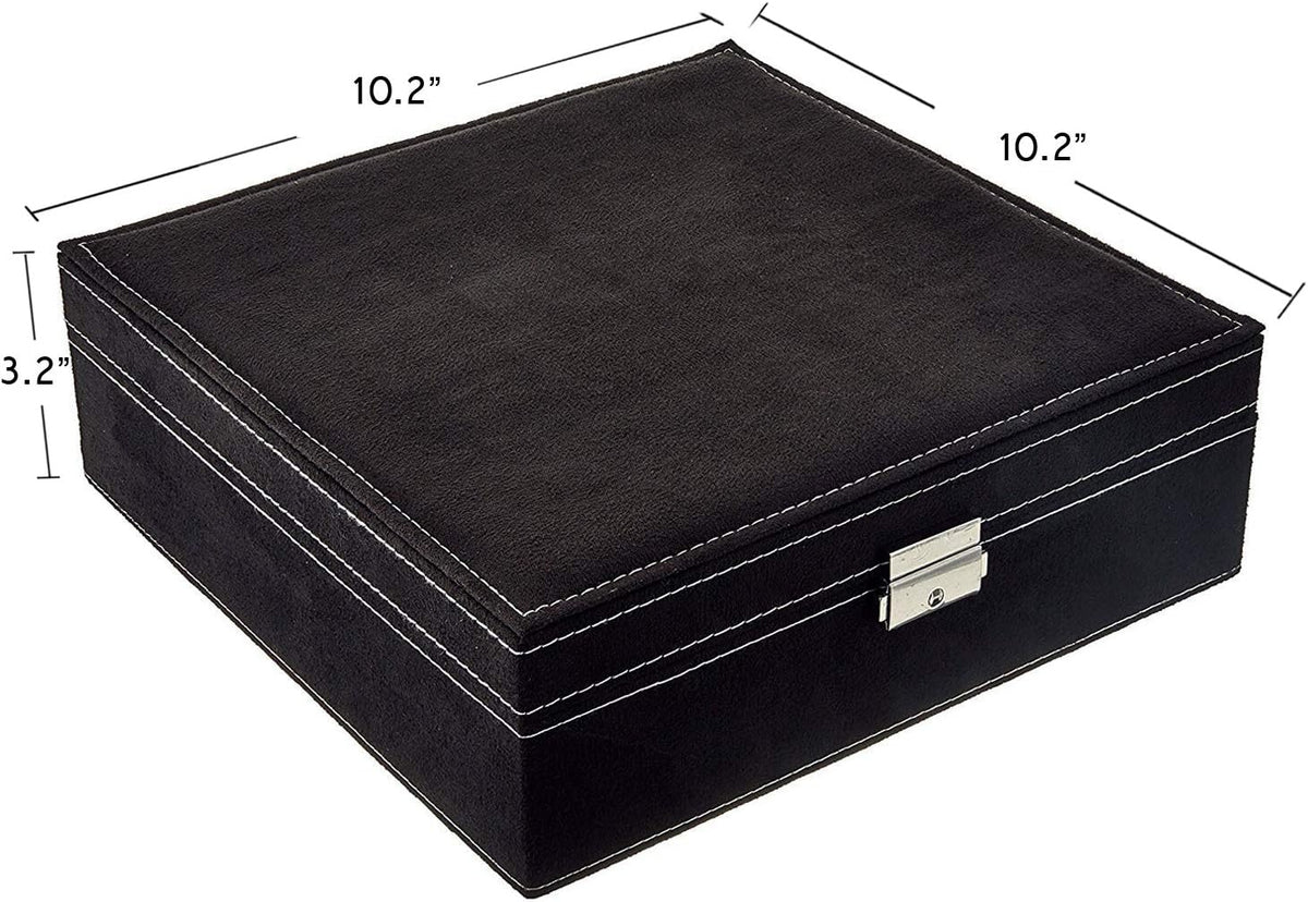 Two-Layer Jewelry Box Organizer Display Storage case with Lock (Purple)