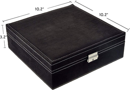 Two-Layer Jewelry Box Organizer Display Storage case with Lock (Purple)