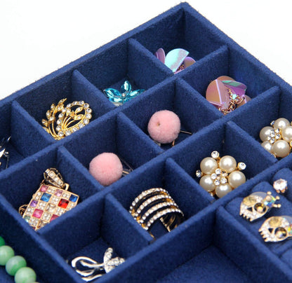 Two-Layer Jewelry Box Organizer Display Storage case with Lock (Purple)