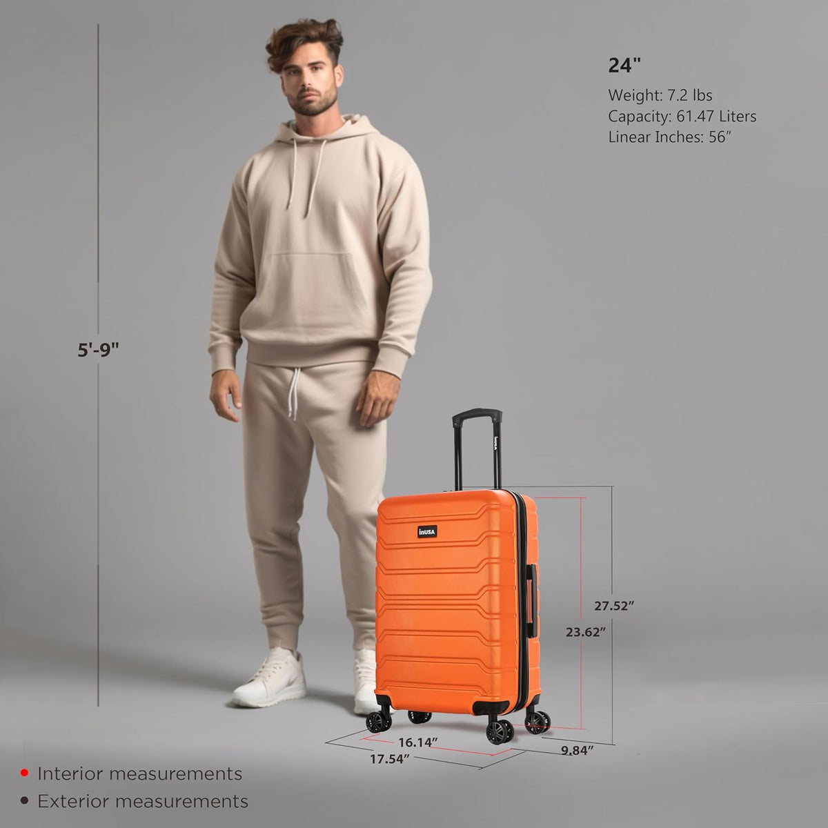 TREND Luggage with Spinner Wheels | Durable Lightweight Hardshell Suitcase, Travel bag with Handle and Trolley, 20-Inch Carry On Small Luggage | Orange