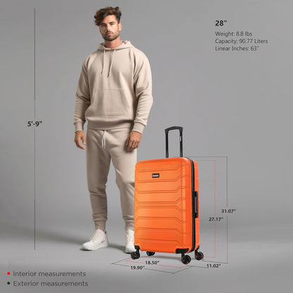TREND Luggage with Spinner Wheels | Durable Lightweight Hardshell Suitcase, Travel bag with Handle and Trolley, 20-Inch Carry On Small Luggage | Orange