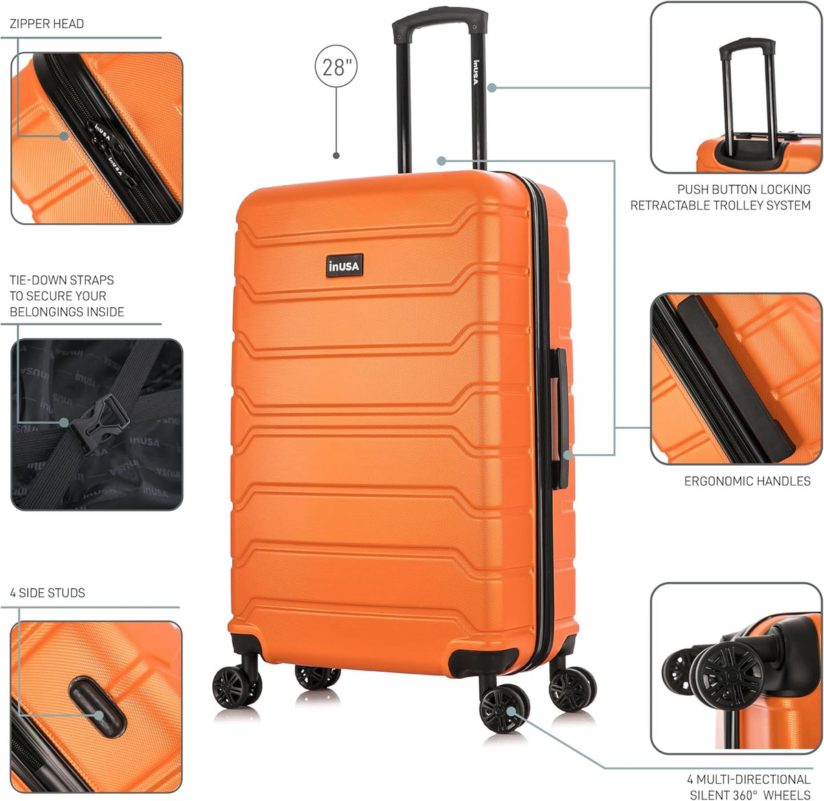 TREND Luggage with Spinner Wheels | Durable Lightweight Hardshell Suitcase, Travel bag with Handle and Trolley, 20-Inch Carry On Small Luggage | Orange
