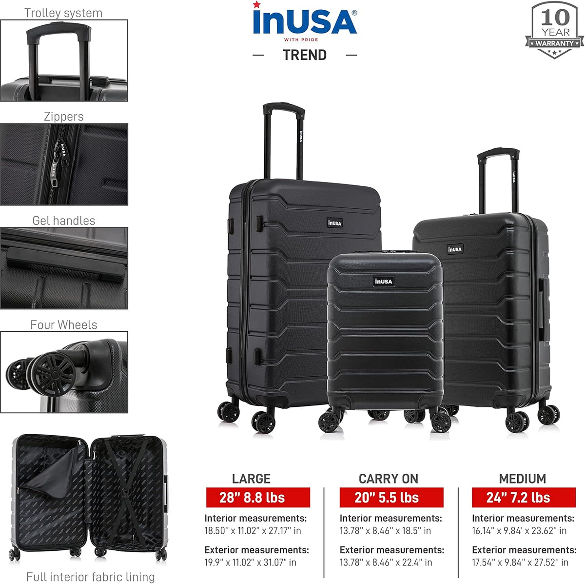 TREND Luggage with Spinner Wheels | Durable Lightweight Hardshell Suitcase, Travel bag with Handle and Trolley, 20-Inch Carry On Small Luggage | Orange