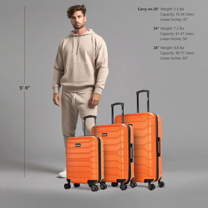 TREND Luggage with Spinner Wheels | Durable Lightweight Hardshell Suitcase, Travel bag with Handle and Trolley, 20-Inch Carry On Small Luggage | Orange