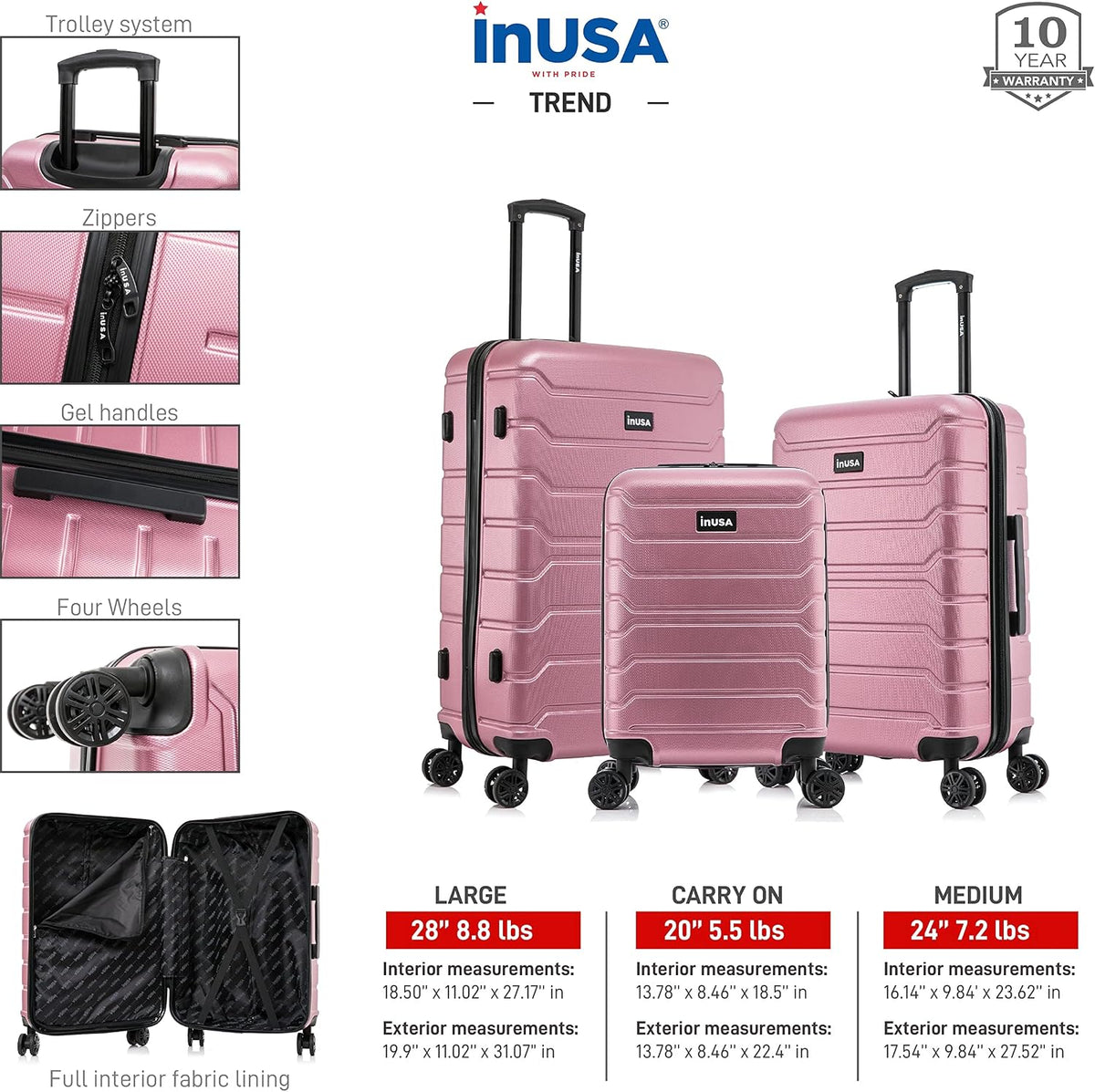TREND Luggage with Spinner Wheels | Durable Lightweight Hardshell Suitcase, Travel bag with Handle and Trolley, 20-Inch Carry On Small Luggage | Orange