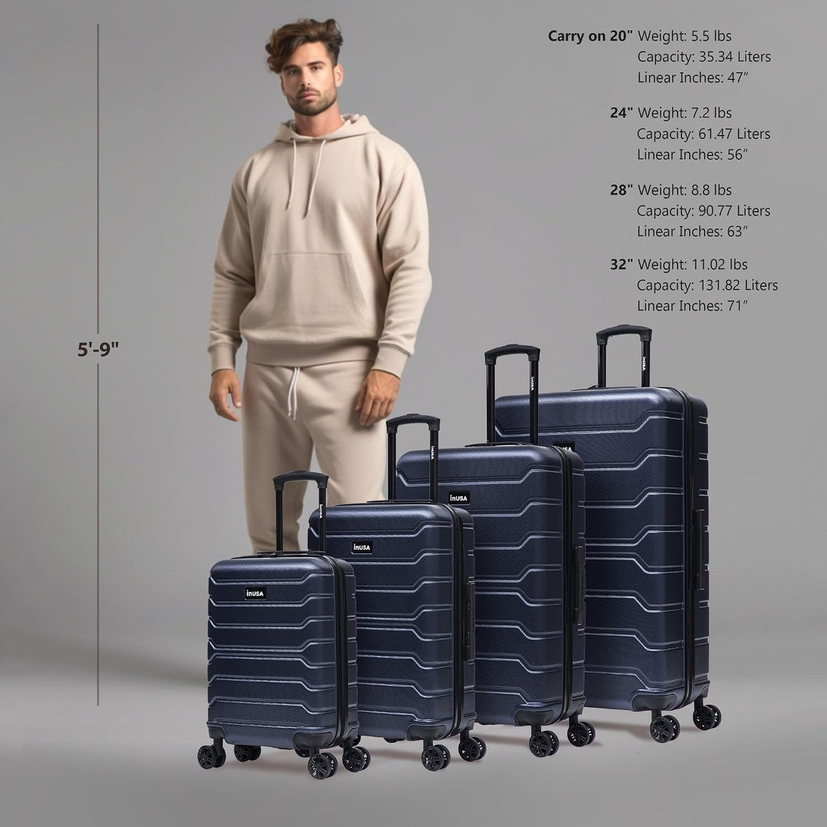 TREND Luggage with Spinner Wheels | Durable Lightweight Hardshell Suitcase, Travel bag with Handle and Trolley, 20-Inch Carry On Small Luggage | Orange