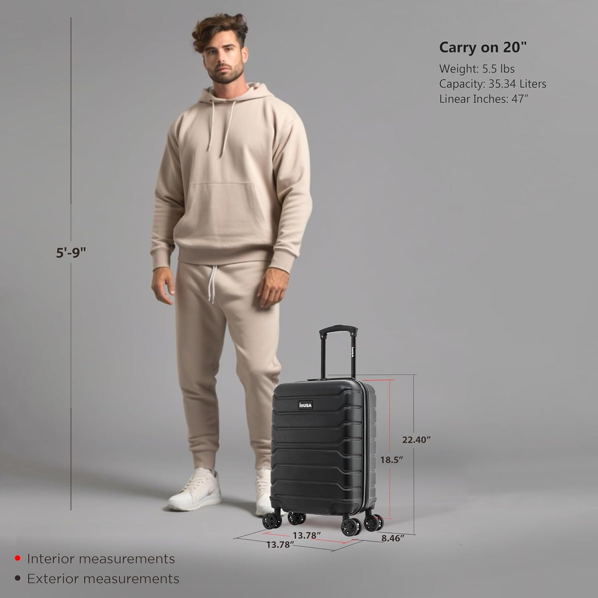 TREND Luggage with Spinner Wheels | Durable Lightweight Hardshell Suitcase, Travel bag with Handle and Trolley, 20-Inch Carry On Small Luggage | Orange