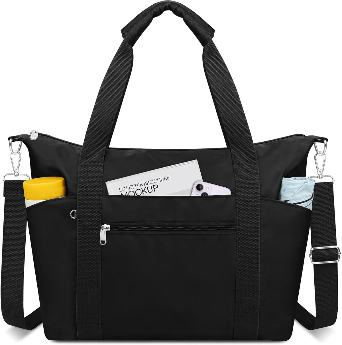 Small Travel Gym Duffel Bag for Women, Weekender Overnight Bag | Waterproof, Nylon, Personal Item Carry on Bags, for Airplanes, Hospital, Sports, Fitness, Dance, Mommy Tote