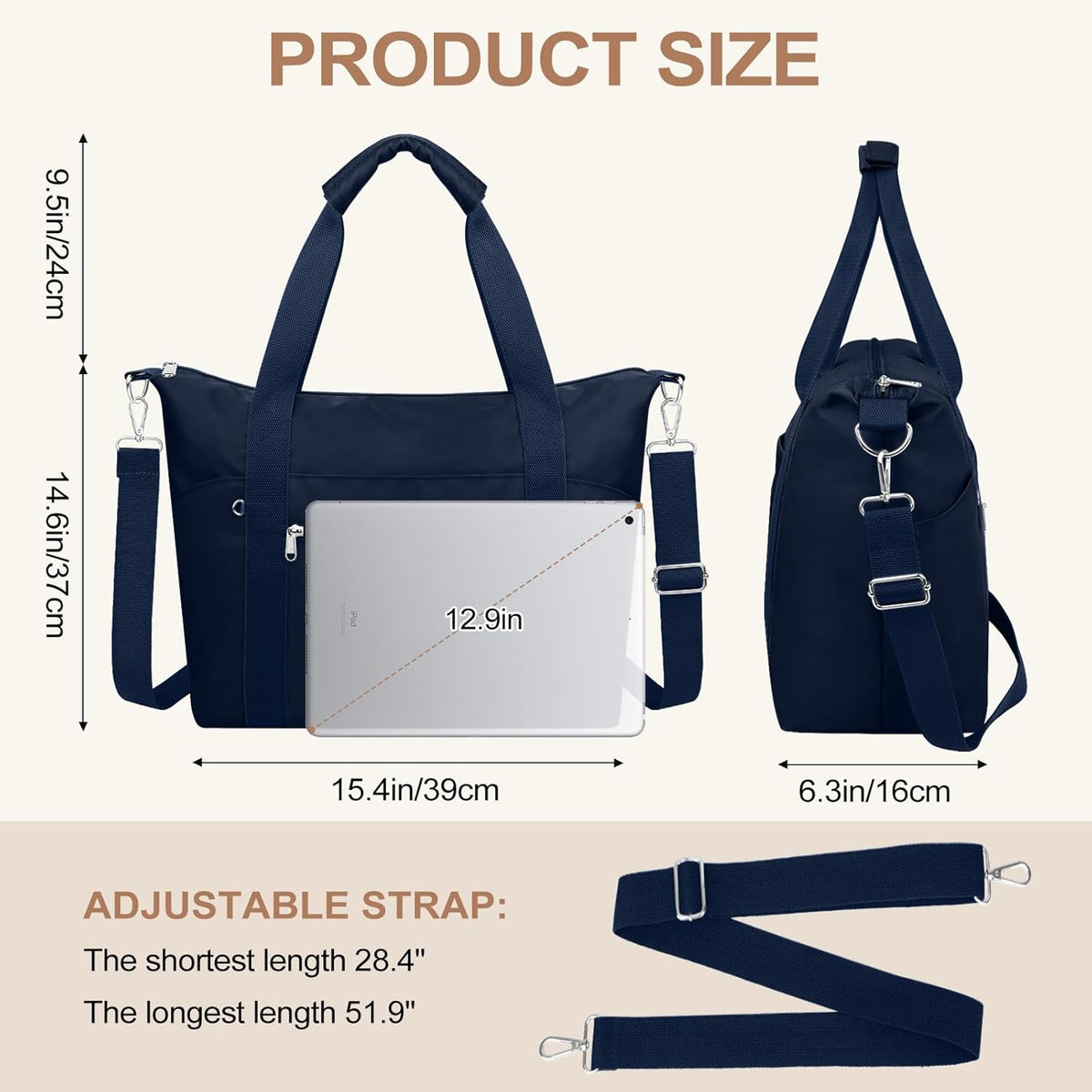 Small Travel Gym Duffel Bag for Women, Weekender Overnight Bag | Waterproof, Nylon, Personal Item Carry on Bags, for Airplanes, Hospital, Sports, Fitness, Dance, Mommy Tote