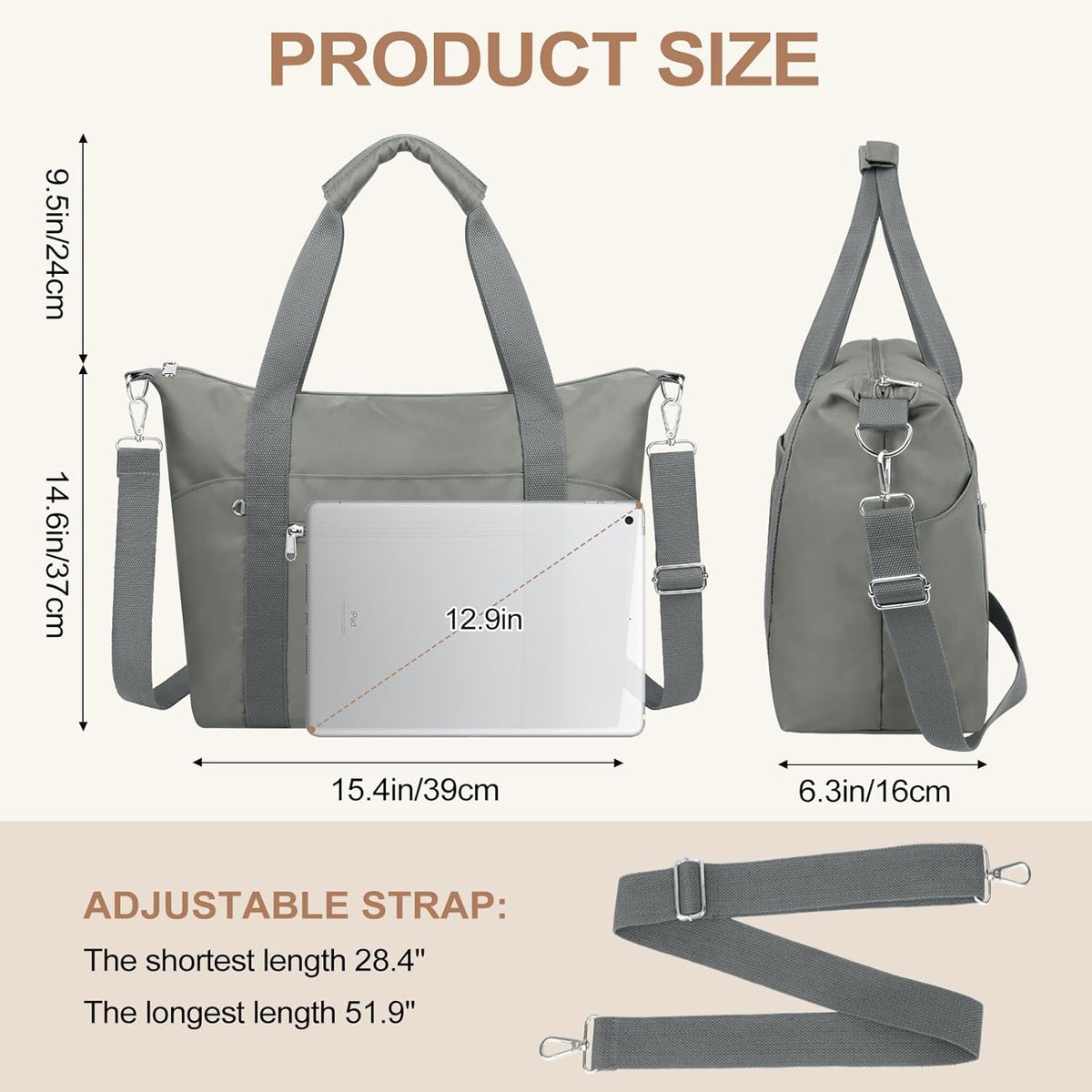 Small Travel Gym Duffel Bag for Women, Weekender Overnight Bag | Waterproof, Nylon, Personal Item Carry on Bags, for Airplanes, Hospital, Sports, Fitness, Dance, Mommy Tote