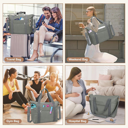 Small Travel Gym Duffel Bag for Women, Weekender Overnight Bag | Waterproof, Nylon, Personal Item Carry on Bags, for Airplanes, Hospital, Sports, Fitness, Dance, Mommy Tote