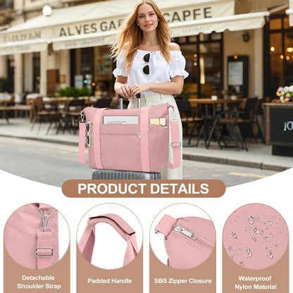 Small Travel Gym Duffel Bag for Women, Weekender Overnight Bag | Waterproof, Nylon, Personal Item Carry on Bags, for Airplanes, Hospital, Sports, Fitness, Dance, Mommy Tote