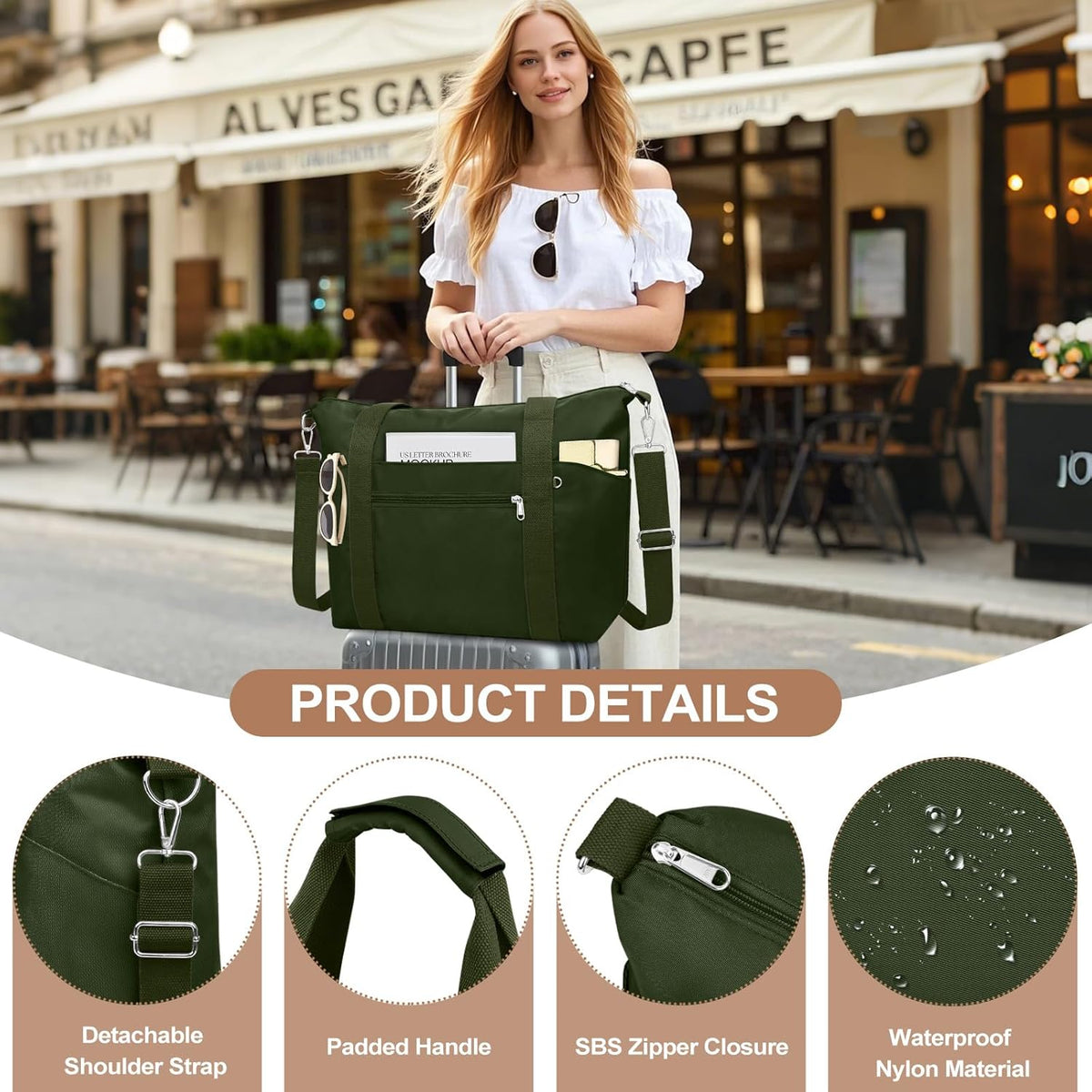 Small Travel Gym Duffel Bag for Women, Weekender Overnight Bag | Waterproof, Nylon, Personal Item Carry on Bags, for Airplanes, Hospital, Sports, Fitness, Dance, Mommy Tote