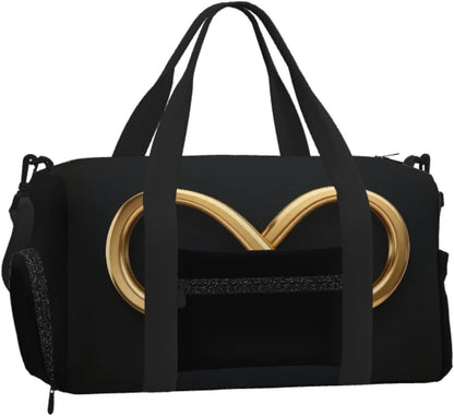 Flat Infinity Sign Duffel Bag with Shoe Compartment-Sports Gym Weekender for Men Women, Waterproof Travel Tote with Wet Pocket for Dirty Shoes
