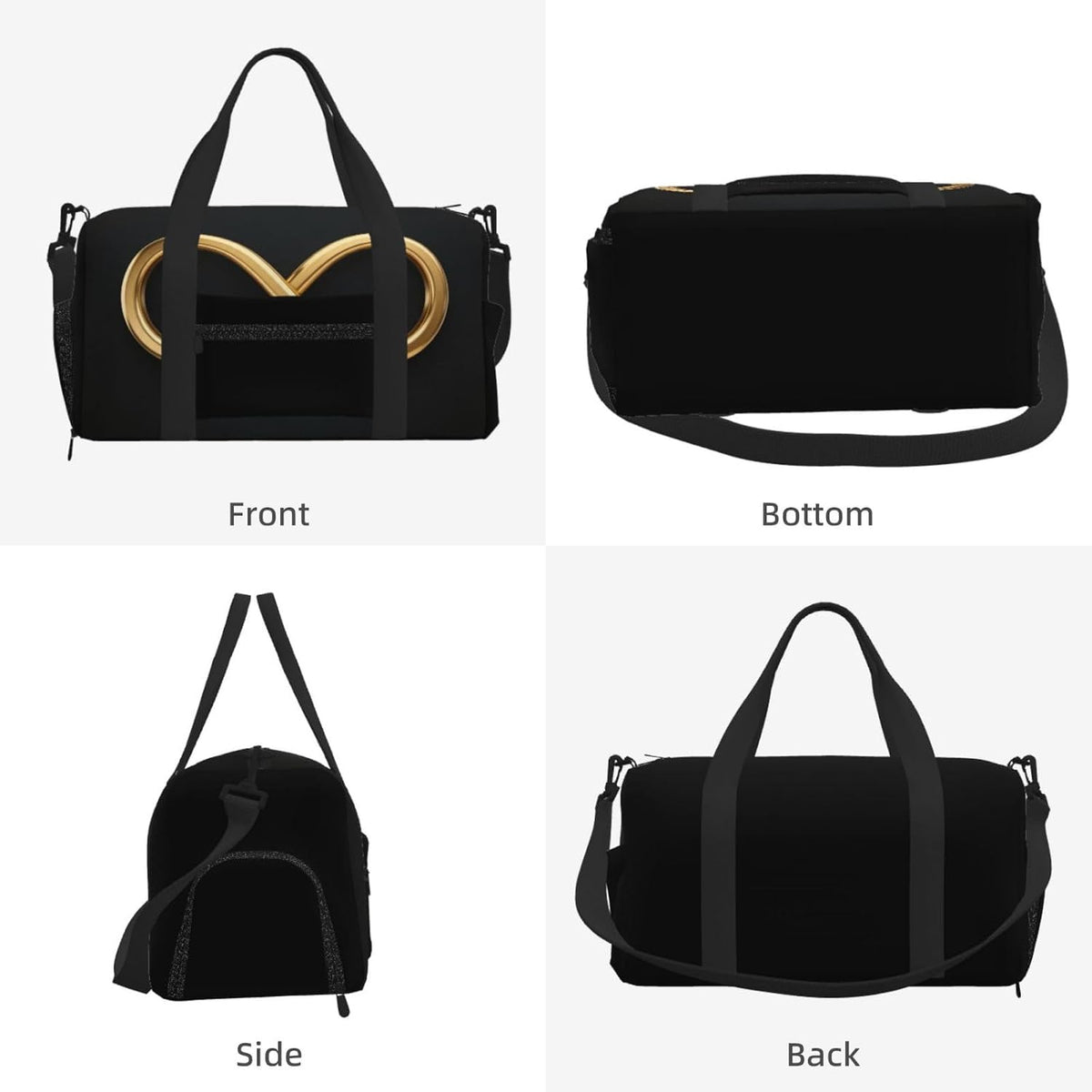 Flat Infinity Sign Duffel Bag with Shoe Compartment-Sports Gym Weekender for Men Women, Waterproof Travel Tote with Wet Pocket for Dirty Shoes