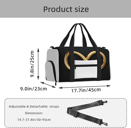 Flat Infinity Sign Duffel Bag with Shoe Compartment-Sports Gym Weekender for Men Women, Waterproof Travel Tote with Wet Pocket for Dirty Shoes