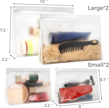 4 Pack Leakproof Clear Toiletry bags, TSA Approved Quart Size Zipper Bags, BPA Free Travel Makeup Cosmetic Bags for Women Men, Carry on Airport Airline Compliant Bags