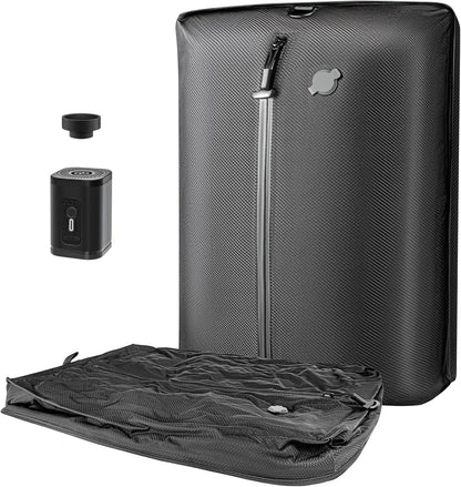 Travel Vacuum Bags for Luggage with Wireless Pump, Reusable Space Saver 33L Compression Clothing Packing Storage Organizer Cube for Carry On Suitcases and Backpack, IP67 Waterproof (1PC+1 Pump)