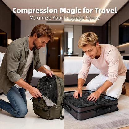 Travel Vacuum Bags for Luggage with Wireless Pump, Reusable Space Saver 33L Compression Clothing Packing Storage Organizer Cube for Carry On Suitcases and Backpack, IP67 Waterproof (1PC+1 Pump)