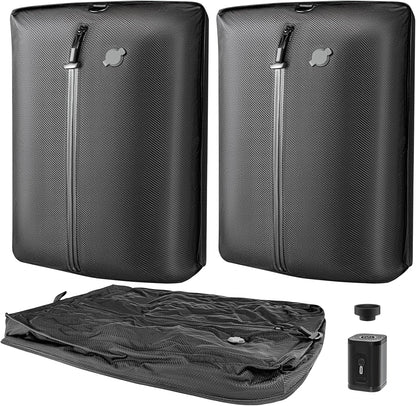 Travel Vacuum Bags for Luggage with Wireless Pump, Reusable Space Saver 33L Compression Clothing Packing Storage Organizer Cube for Carry On Suitcases and Backpack, IP67 Waterproof (1PC+1 Pump)