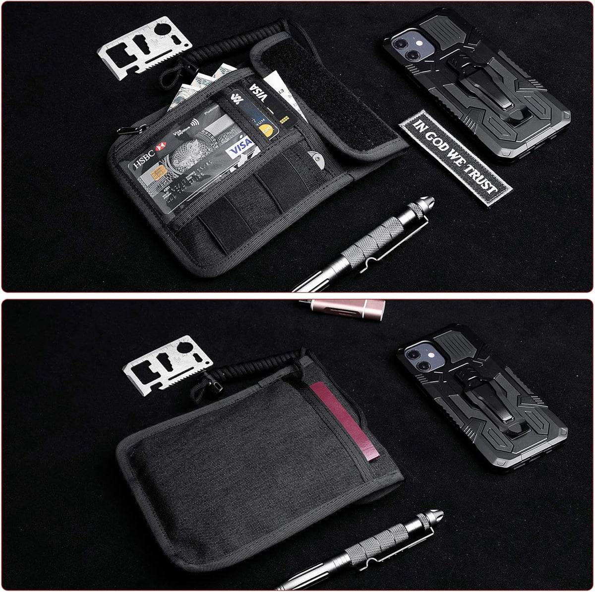 Travel Neck Wallet Tactical Passport Holder ID Card Organizer | Nylon Travel Phone Pouch
