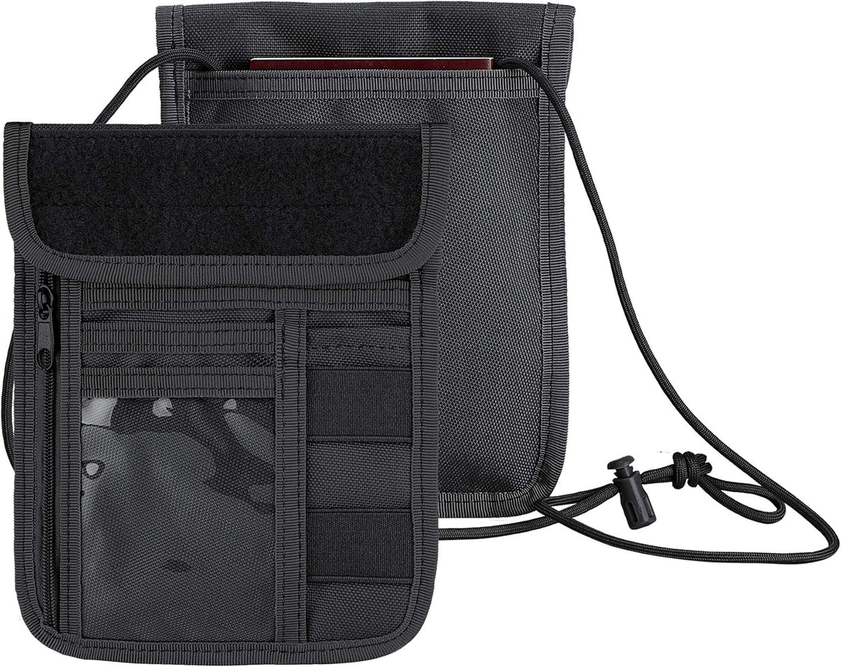 Travel Neck Wallet Tactical Passport Holder ID Card Organizer | Nylon Travel Phone Pouch