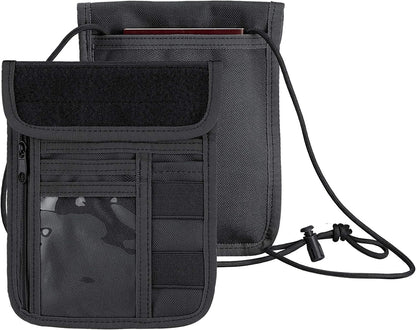 Travel Neck Wallet Tactical Passport Holder ID Card Organizer | Nylon Travel Phone Pouch