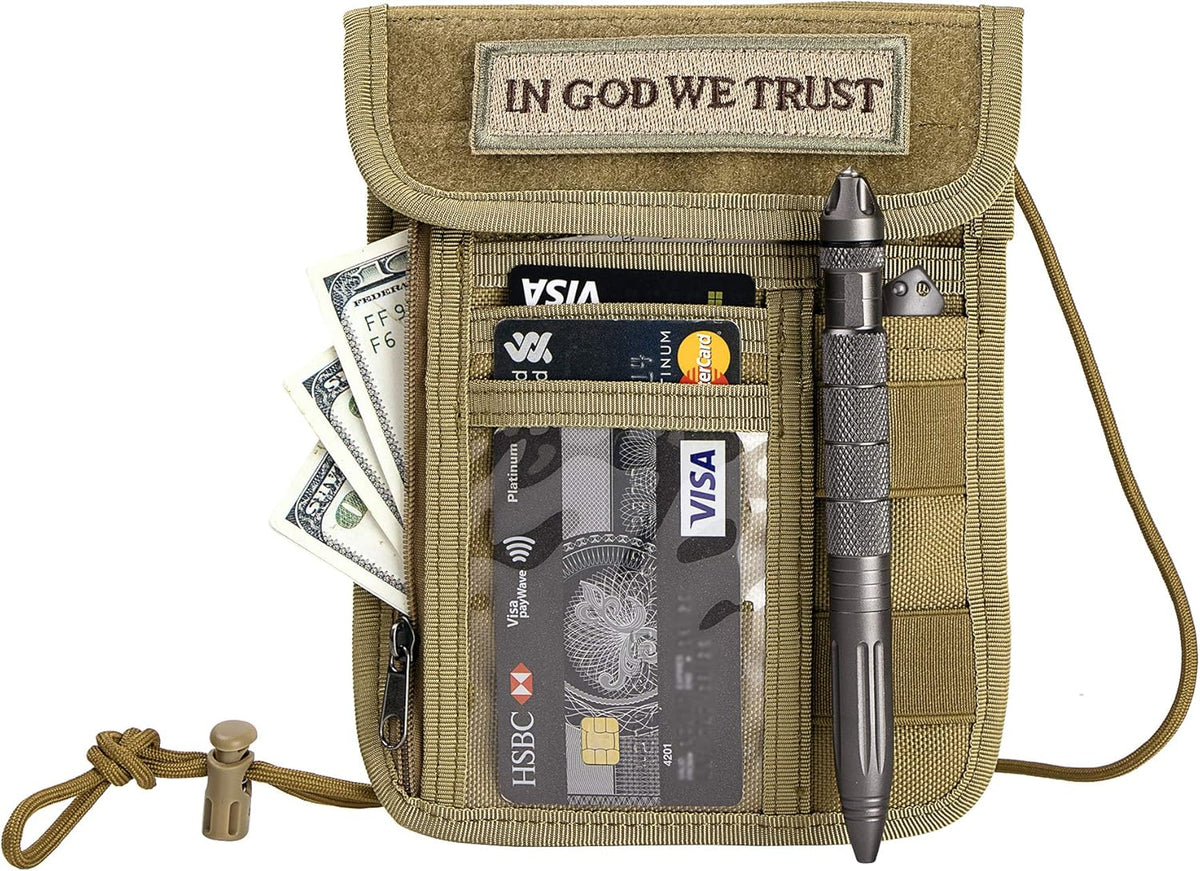 Travel Neck Wallet Tactical Passport Holder ID Card Organizer | Nylon Travel Phone Pouch