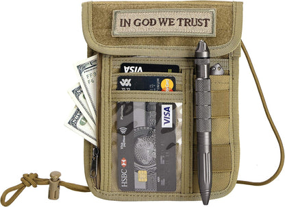 Travel Neck Wallet Tactical Passport Holder ID Card Organizer | Nylon Travel Phone Pouch